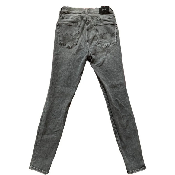 Edwin Jeans Candice 10” high rise skinny Grey Rinse denim jeans  size 25 - Picture 2 of 7